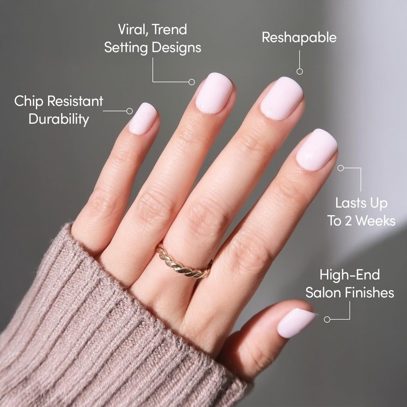 Glamnetic Press On Nails - Sweetie Set | Super Short Pink Fake Nails, Extra Short Salon Quality Milky Nails | 12 Sizes - 30 Nail Kit with Glue