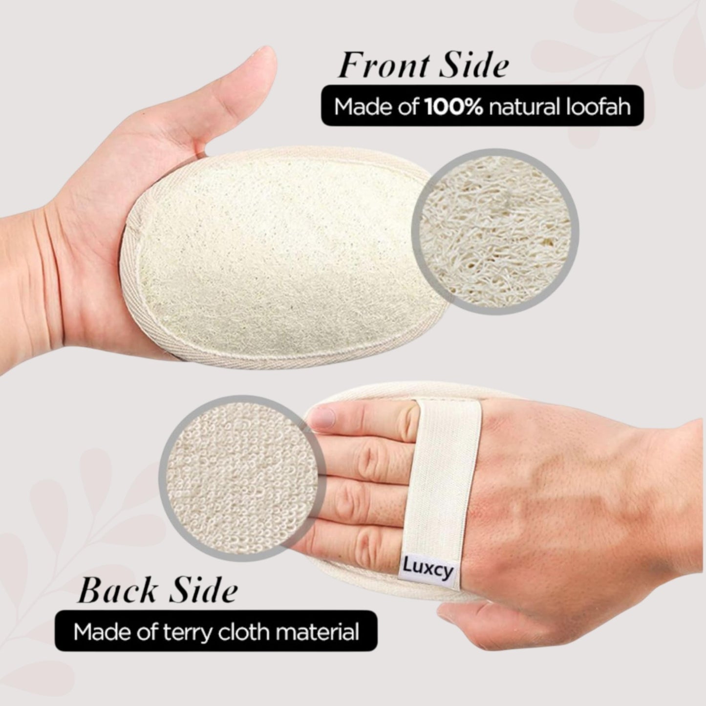 Luxcy Natural Loofah Exfoliating Body Scrubber, Dual-Sided Shower Loofah Sponge, Bath Shower Loofah Spong for Men and Women, Face and Body Bath Scrubber- 3 Count (1 Pack)
