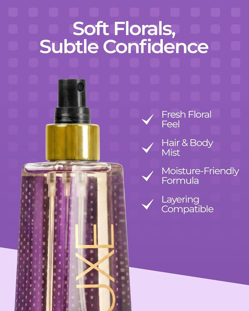 Luxe Perfumery Velvet Kiss Hair & Body Perfume Mist - Floral Vanilla & Jasmine Hydrating Spray, 8 Fl Oz