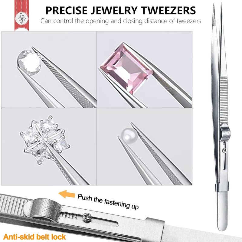 Rhinestone Picker Tool, 4Pcs Dual-head Dotting Tools with 20pcs Clay, Precision Jewelry Tweezers and Diamond Tray, Nail Art Pen for Pick Up Stone, Crystals, Gems, Charms, Diamond Painting