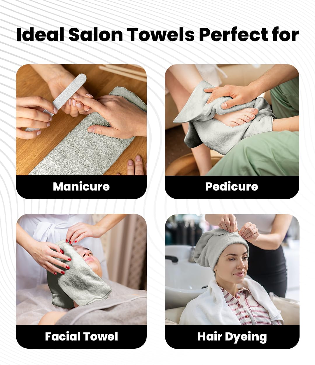 Avalon Towels Salon Towel - Silver Hand Towels Bulk Pack of 24 - 100% Cotton Absorbent Spa, Facial & Gym Towel for Working Out - 16x27 Inches (Not Bleach Proof)