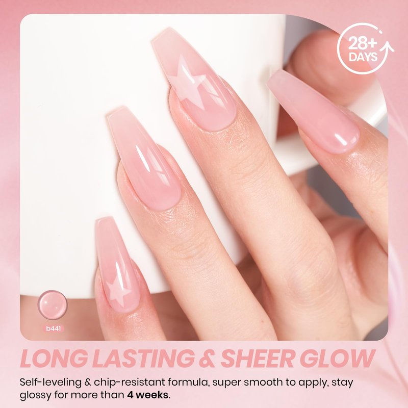 Beetles Nude Pink Gel Nail Polish - 15ml Jelly Neutral Nude Gel Polish Base Color Nail Concealer Sheer Translucent Effect Soak Off UV LED French Nail Art Salon DIY Manicure Gift for Women 0.5Oz