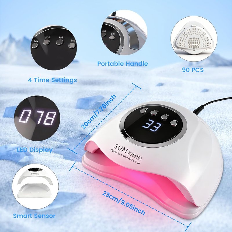500W Professional UV LED Nail Lamp - Smart Sensor & 4 Timers for Fast Gel Polish Curing | Salon-Grade Nail Dryer