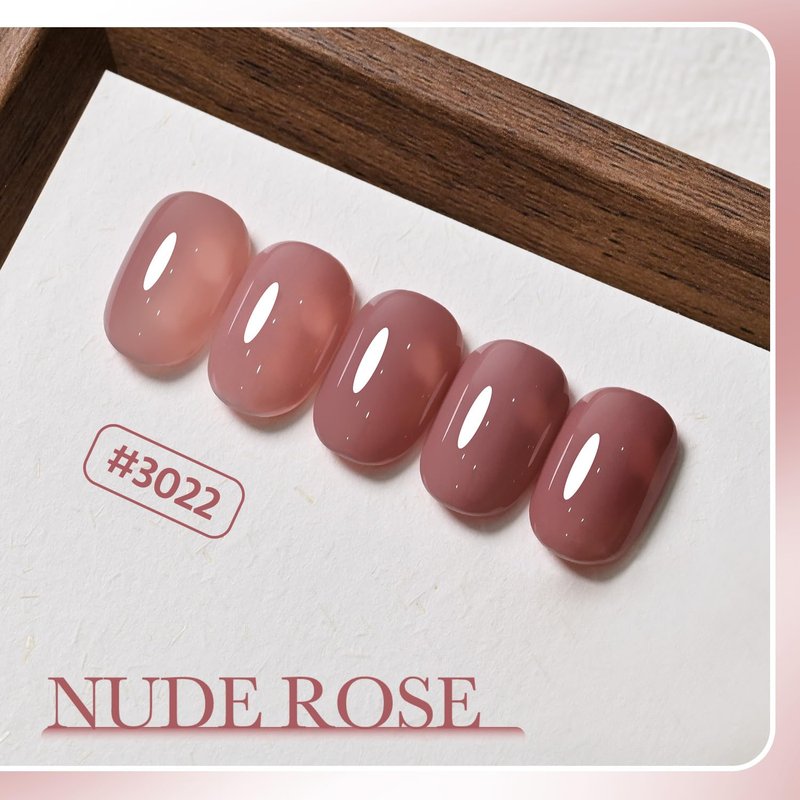 GAOY Jelly Nude Pink Gel Nail Polish, 16ml Sheer Translucent Netural Soak Off Gel Polish, UV Light Cure for Nail Art DIY at Home, 3022 Nude Rose