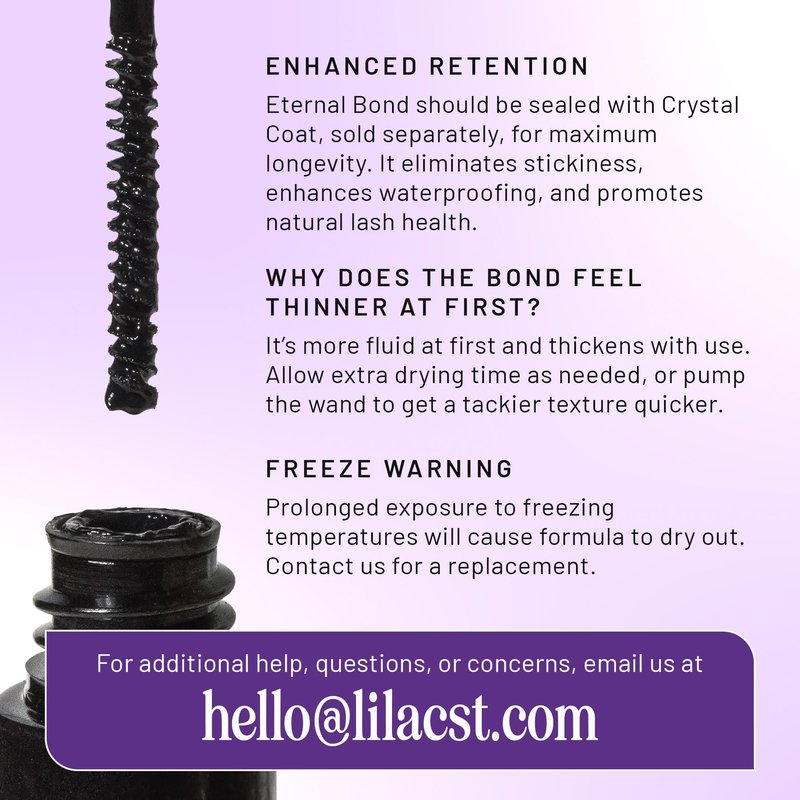 Lilac St - Eternal Bond (Black) Lash Glue & Lash Crystal Coat - Long Lasting & Fast Drying Lash Glue - Sealant for Extended Lash Wear, Reduce Stickiness & Keeps Lashes Clean - Waterproof, Vegan