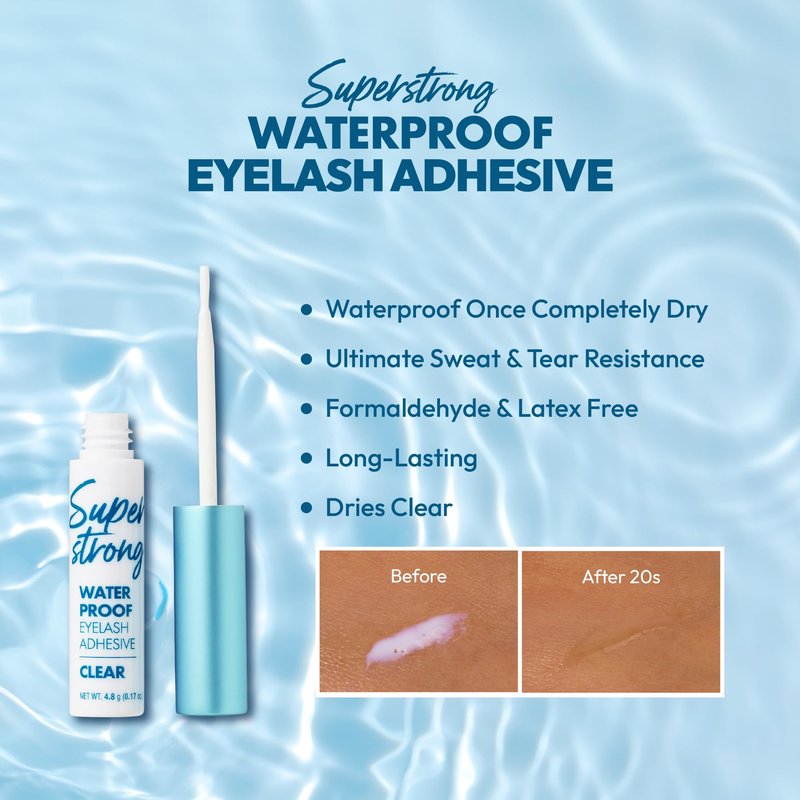 i-ENVY Super Strong Waterproof Clear Eyelash Adhesive, Brush-On Lash Glue for False Eyelashes, Long-Lasting Sweat & Tear Proof Hold, Dries Clear, 1 Pack