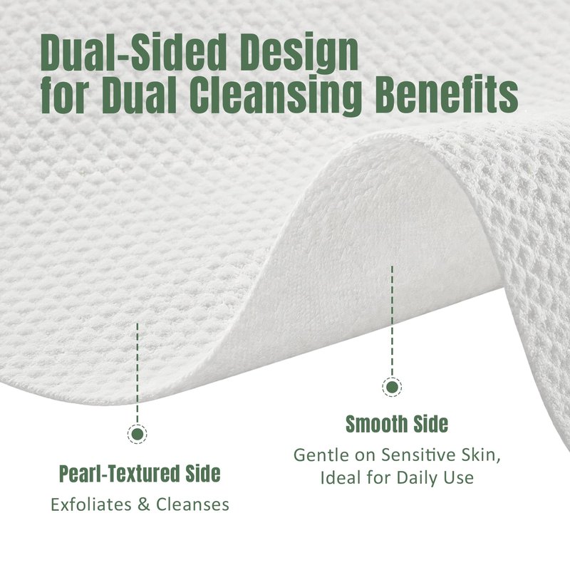 Ourmed Life Disposable Face Towels, 10 x 10 Inch Extra Large Biodegradable Facial Towels, Dual-Sided Pearl Texture Lint-Free Dry Wipes for Sensitive Skin, Makeup Removal, Cleansing & Skincare, 60 Ct