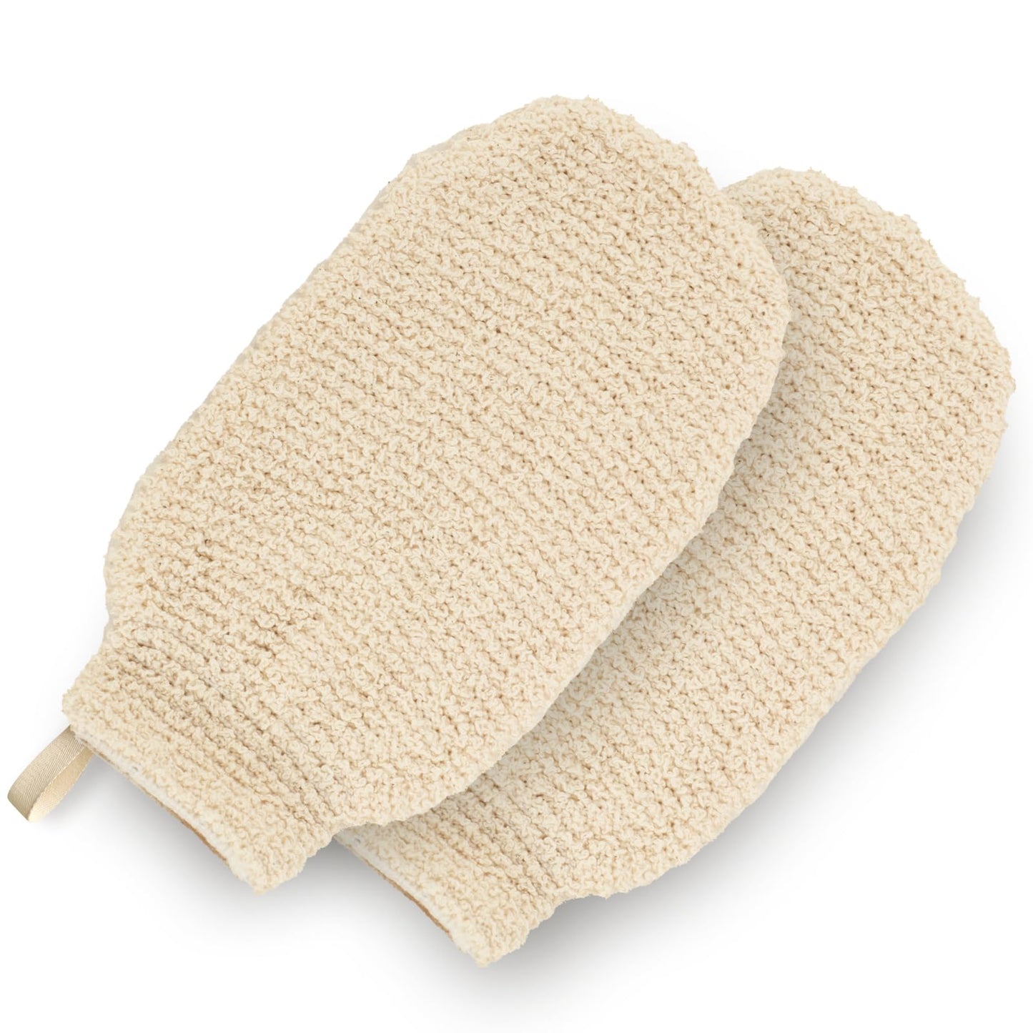 GUARD&MARINE Natural Shower Mitts - Hemp Bath Gloves for Skin Exfoliation, Mitt Washcloth for Body Scrub and Cleansing - Soft Loofah for Men and Women - Set of 2 Wash Mittens