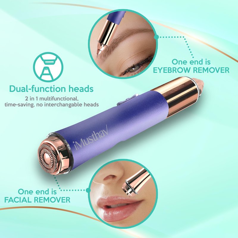 Nose Hair Trimmer for Women Men,Portable Eyebrow Trimmer with USB Rechargeable, Painless, Fast & Precise Flawless Remover & Epilator, 18K Gold-Plated, 360°Led Light Travel-Friendly Mini Trimmer