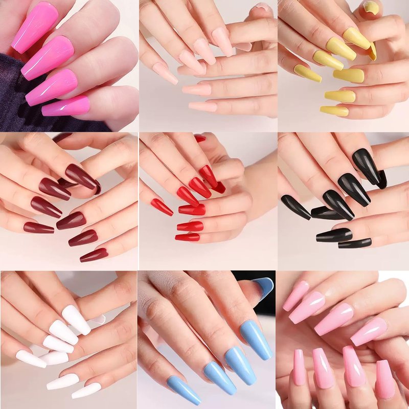 576 Pcs Press on Nails Medium Coffin Fake Nails Solid Color False Nails 24 Color Coffin Acrylic Glue on Nail Reusable Artificial Nails Stick on Nail for Women Manicure