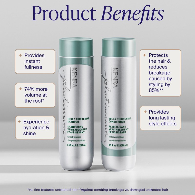 Kenra Platinum Truly Thickening Conditioner | Volumizing + Fuller-Looking Hair | Adds Body | Lightweight | for Fine & Thin Hair | Sulfate Free | Color Safe 8.5oz