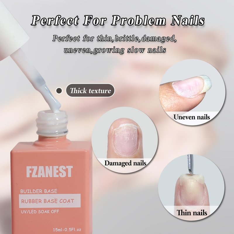 FZANEST Builder Gel for Nails, Milky White Gel Polish Rubber Base For Nails Strengthener Extension Apex Building Repair UV LED Color Base Nail Polish in Bottle