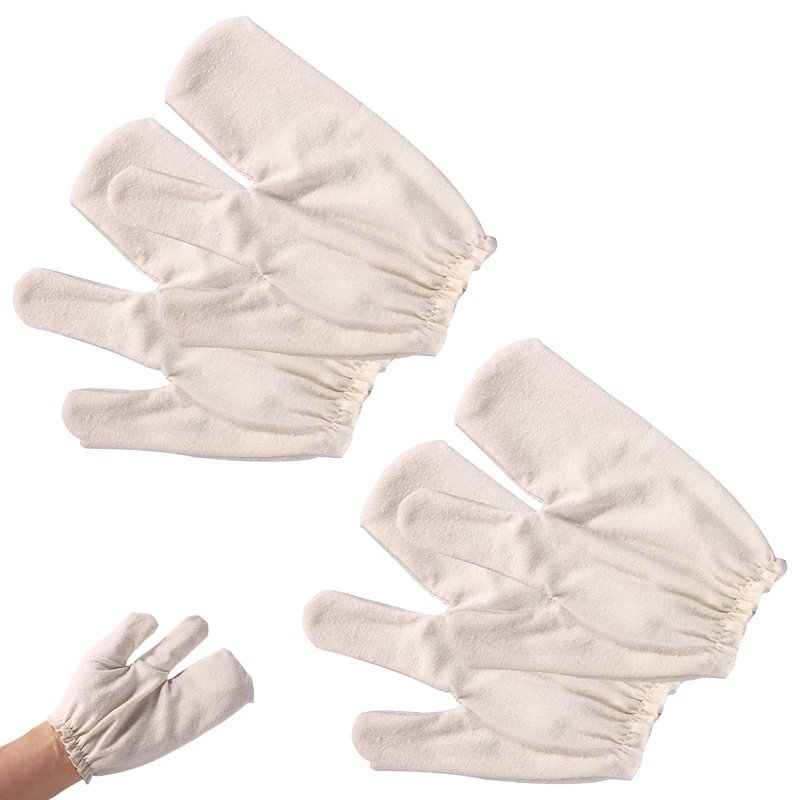 2 Pairs Raw Silk Massage Gloves, Ayurvedic Massage Gloves with Elastic Wrist Bands for Body Exfoliating and Dry Brushing for Women & Men Reusable Skin-Friendly (Beige)