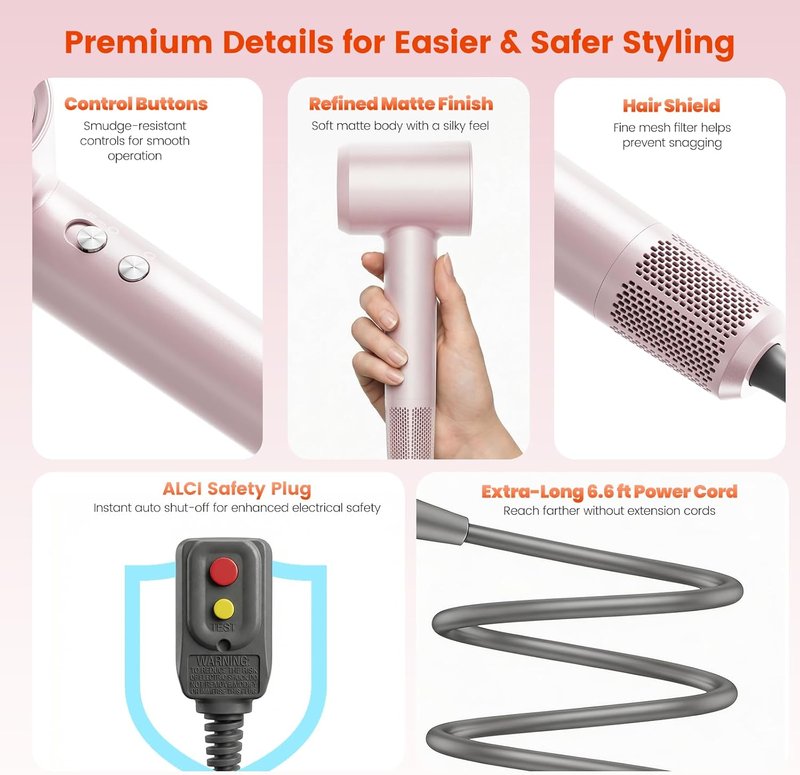 Skiennix Hair Dryer - 160,000 RPM High-Speed Ionic Blow Dryer with Brushless Motor & Magnetic Diffuser
