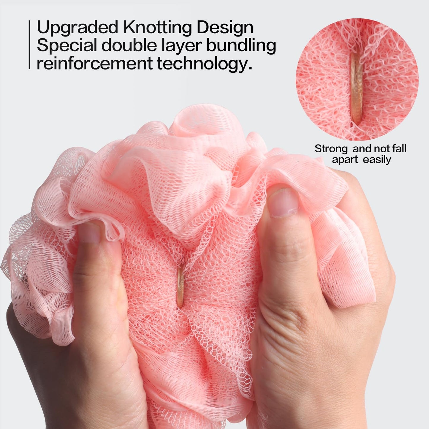 Fishent Bath Loofah Sponge, 3 Pack loofahs Exfoliating Body Scrubber, 60g Soft Mesh Pouf Shower Puffs, Loofa for Women and Men
