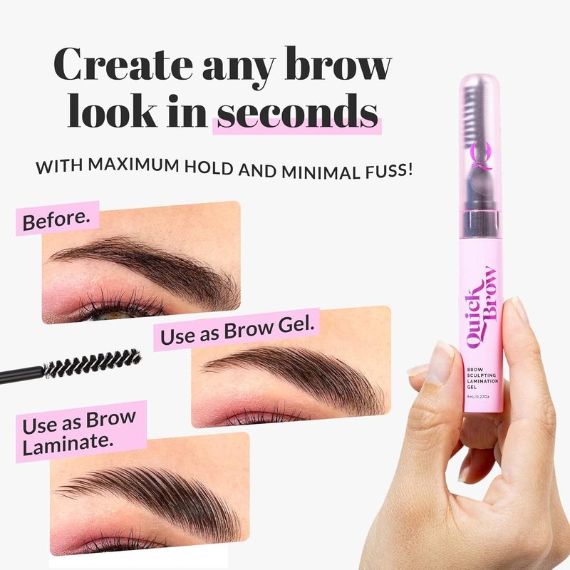 Quick Flick 2-In-1 Eyebrow Lamination Gel - Smudge-Proof & Long-Lasting Clear Formula with Double-Sided Comb (8 ml)