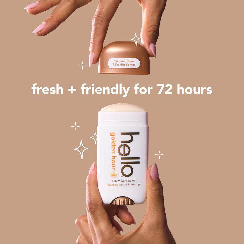 Golden Hour Aluminum-Free Deodorant - 72-Hour Protection, Vegan & Baking Soda-Free | 2.6 oz Stick (2 Pack)