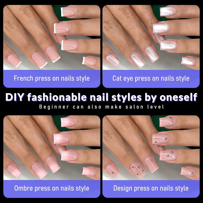 Skiennix 600pcs Short Square Nail Tips - Full Cover Soft Gel Fake Nails for DIY Nail Art | 15 Sizes