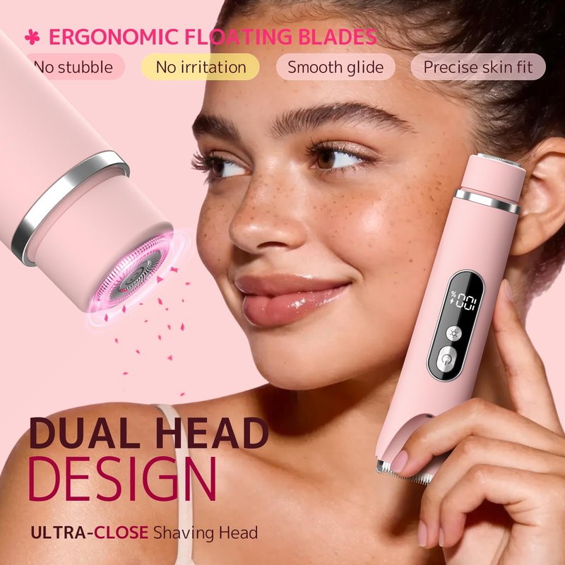 CoolHair Bikini Trimmer for Women, Hair Removal Epilators, Smooth Electric Razor for Sensitive Skin, IPX7 Waterproof Wet & Dry Cordless Body Shaver for Bikini Area, Pubic Hair, Underarms & Legs (Pink)