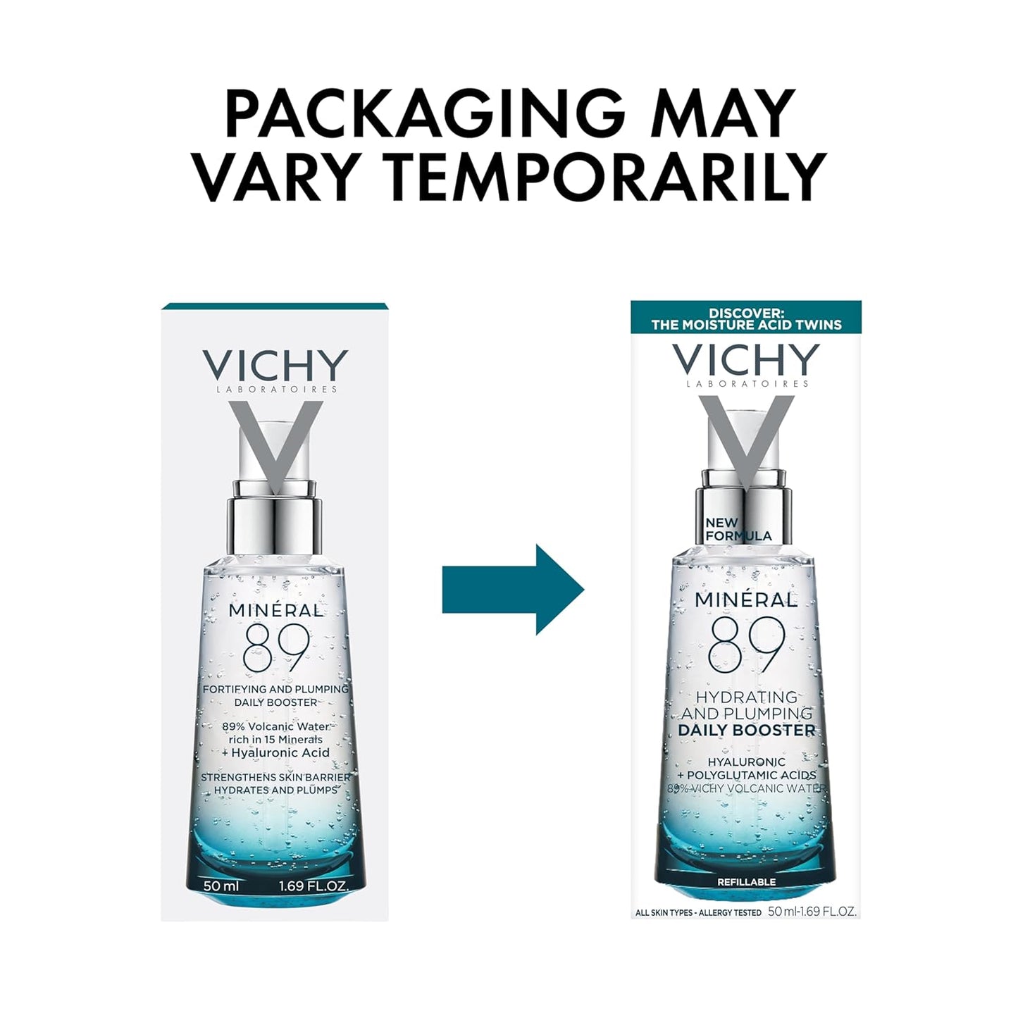 Vichy Mineral 89 Booster - Pure Hyaluronic Acid Serum for Plump, Hydrated Skin | Lightweight & Oil-Free