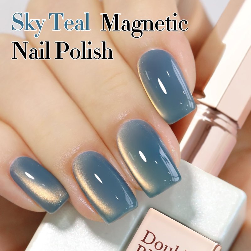 Skiennix Cat Eye Gel Polish - 15ML Ice Glass with Holographic Glitter | Translucent Sky Teal Color