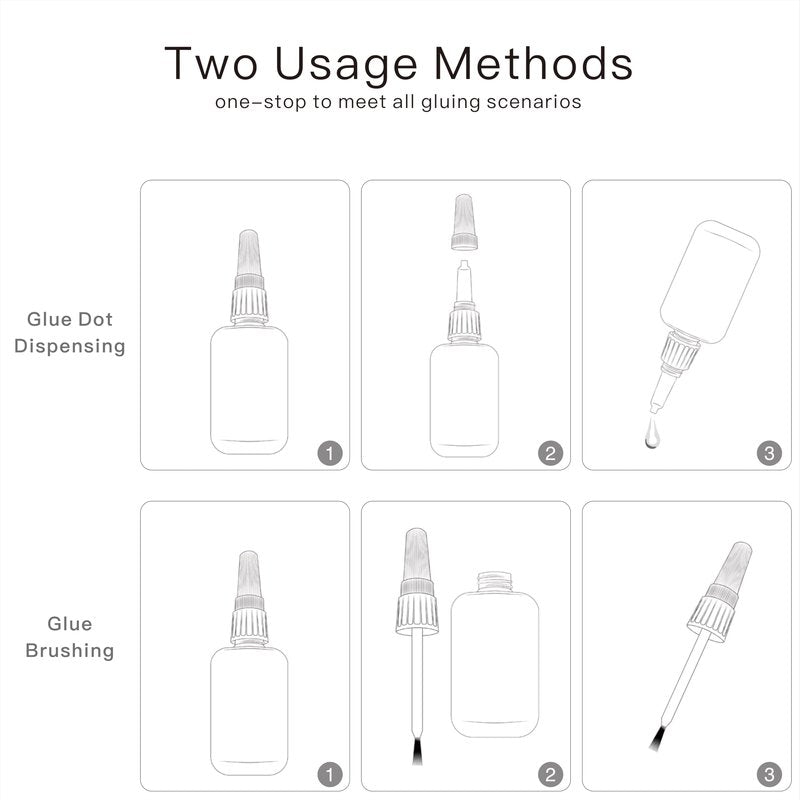 (2-in-1) 20ml Nail Glue with Brush Applicator & Nozzle,Used for Nail Tips,Acrylic Nails and Press on Nails,Built in Brush on,Super Strong,Long Lasting,Waterproof