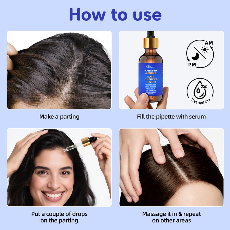 100% Natural Hair Oil with Rosemary & Saw Palmetto, Nourishing Treatment for Dry Damaged Hair, Smooth Frizz & Strengthen Strands for Silky Soft Shine