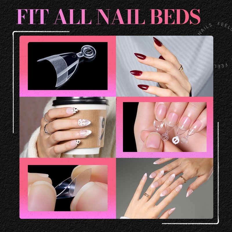 Makartt Short Almond Nail Tips: 504 PCS Half Cover Pre-shaped Acrylic Nail Tips Half Matte 15 Sizes False Nails - Easy-to-go Nail Extensions Manicure Supplies Salon Diy at Home