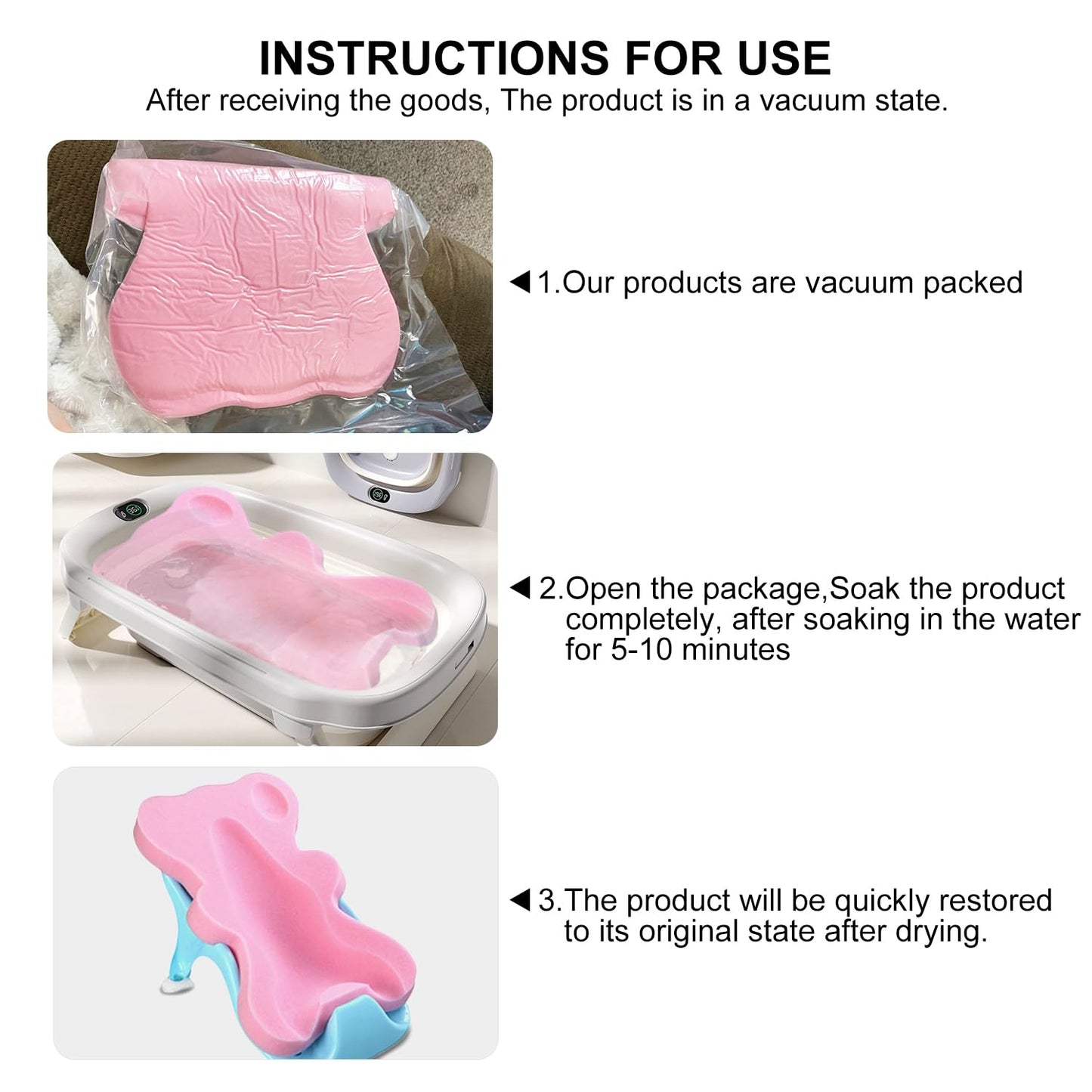 Soft Infant Bath Sponge Skid Proof Baby Bath Mat Newborn Odor Free (Pink)