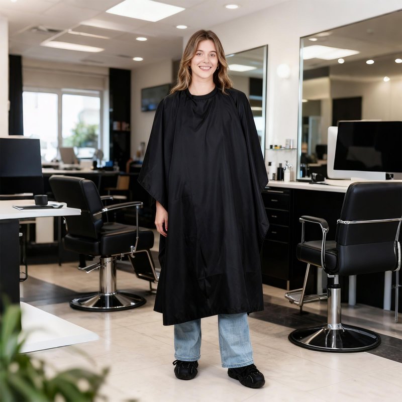 Exclaith 6 Pack Black Waterproof Hair Salon Cape Large Hair Cutting Salon Cape with Metal Snap Closure Haircut Apron for Women Men Hairstylists,Black