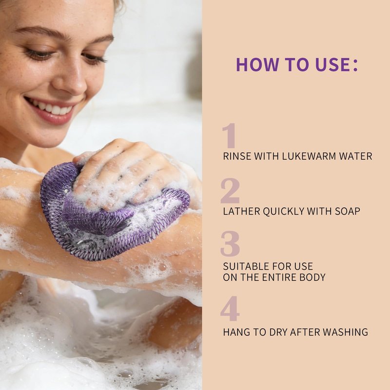 CZZXI African Net Sponge 3 Pieces, Authentic Exfoliating Body Scrubber for Back & All Skin Types, Bath Sponge for Face & Body with Gentle Deep Cleansing (Purple, Pink,Yellow)