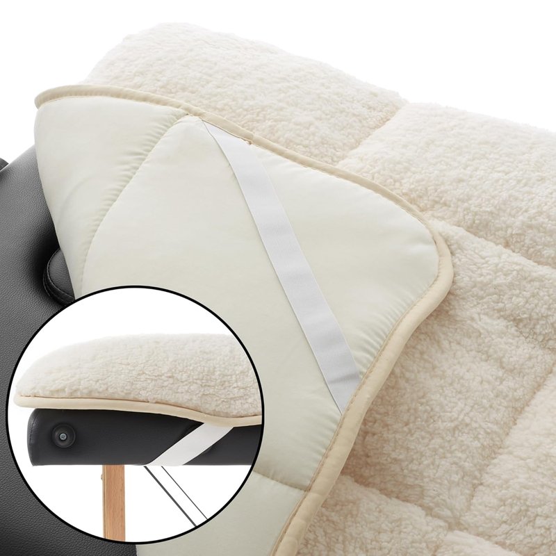 Saloniture Fleece Massage Table Pad & Face Cradle Set - Soft 1/2" Thick Quilted Cover - Natural Color