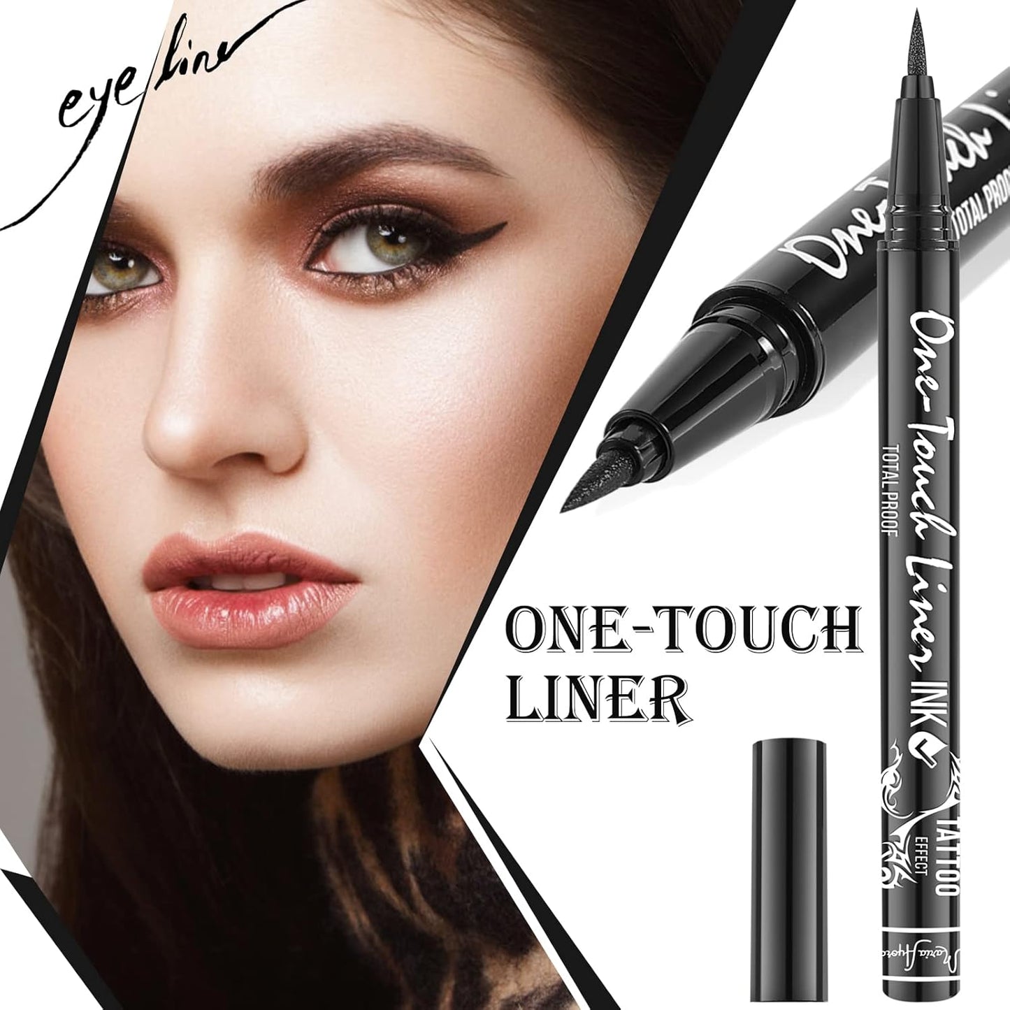 Vegan Hypoallergenic Liquid Eyeliner Pens - Triple Pack | Quick Dry, Waterproof, Smudgeproof, Classic Black