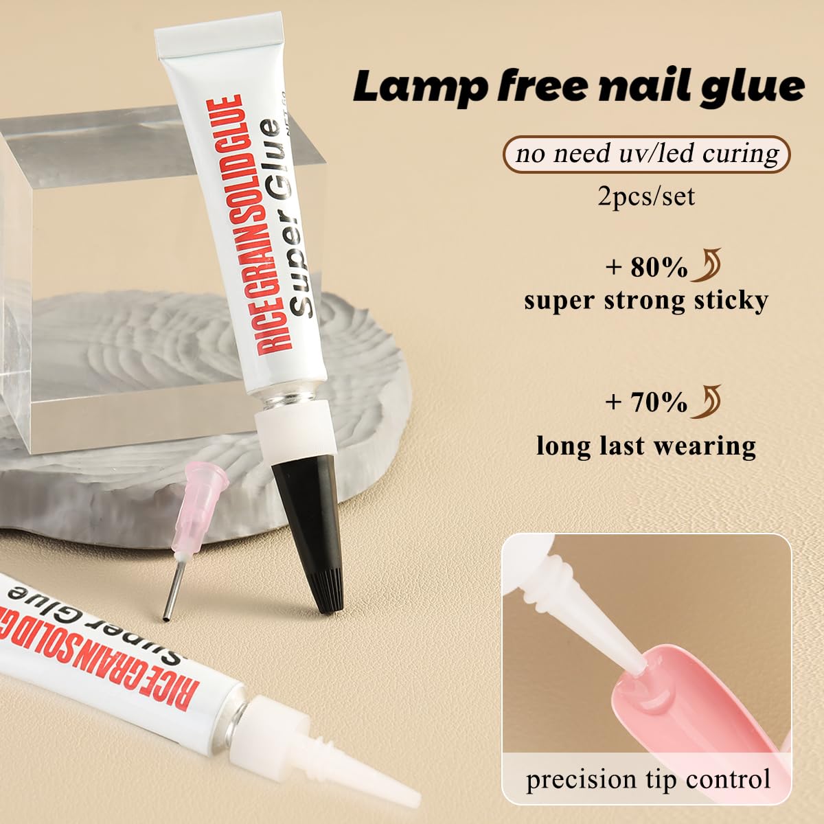 Strong Semi-Solid Nail Glue for Press-On Nails - Quick Drying Clear Gel | 6g x 2 PCS