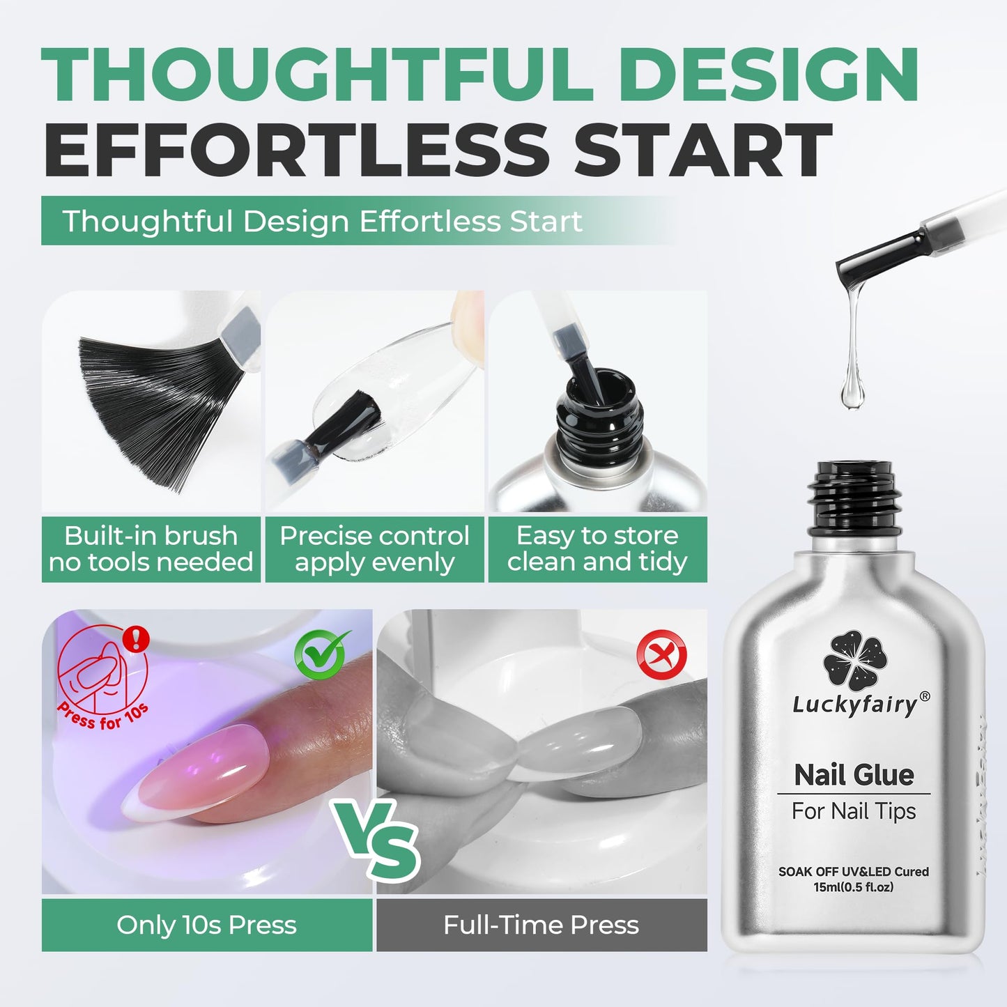 Super Strong Nail Glue Gel: 15ml Extension Gel Glue for Nail Tips Clear Acrylic Nails Long Lasting, Curing Needed U V for Press on Nails, Spring Nail Art