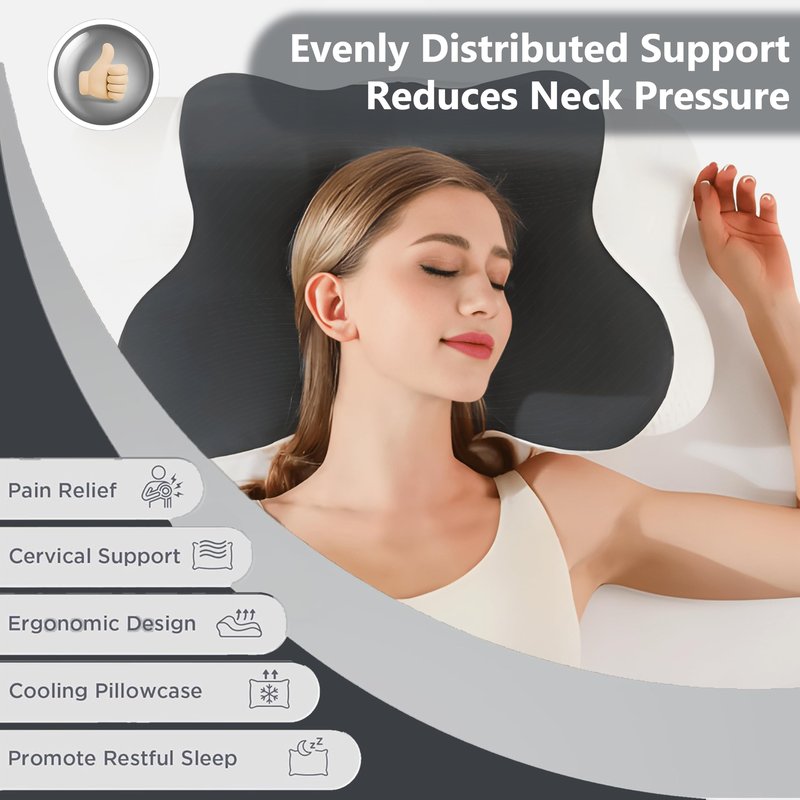 Ergonomic Memory Foam Cervical Neck Pillow for Side, Back & Stomach Sleepers, Contour Pillow for Neck and Shoulder Comfort, Cooling Support Pillow for Bed, Daily Sleep Comfort (Pack of 2)