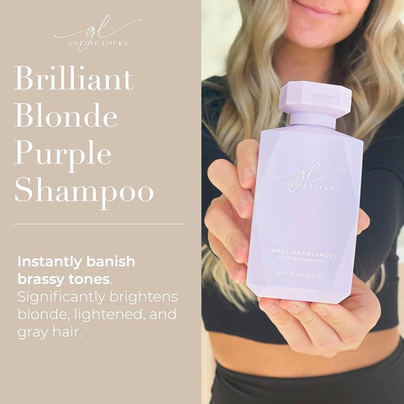 Goldie Locks Purple Shampoo for Blonde Hair - Brightens, Tones & Neutralizes Brass - Sulfate-Free | 8.45 fl oz