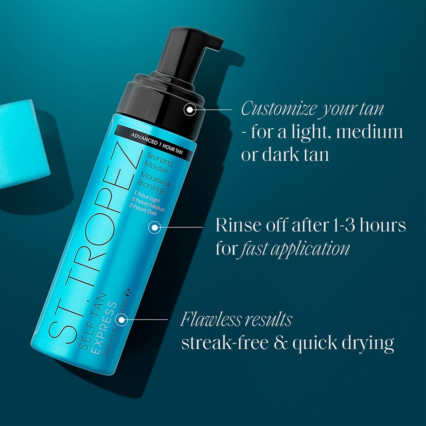 St. Tropez Self Tan Express Mousse - Fast Acting, Streak-Free Tan in 1-3 Hours | 6.7 Fl Oz, Vegan & Cruelty-Free
