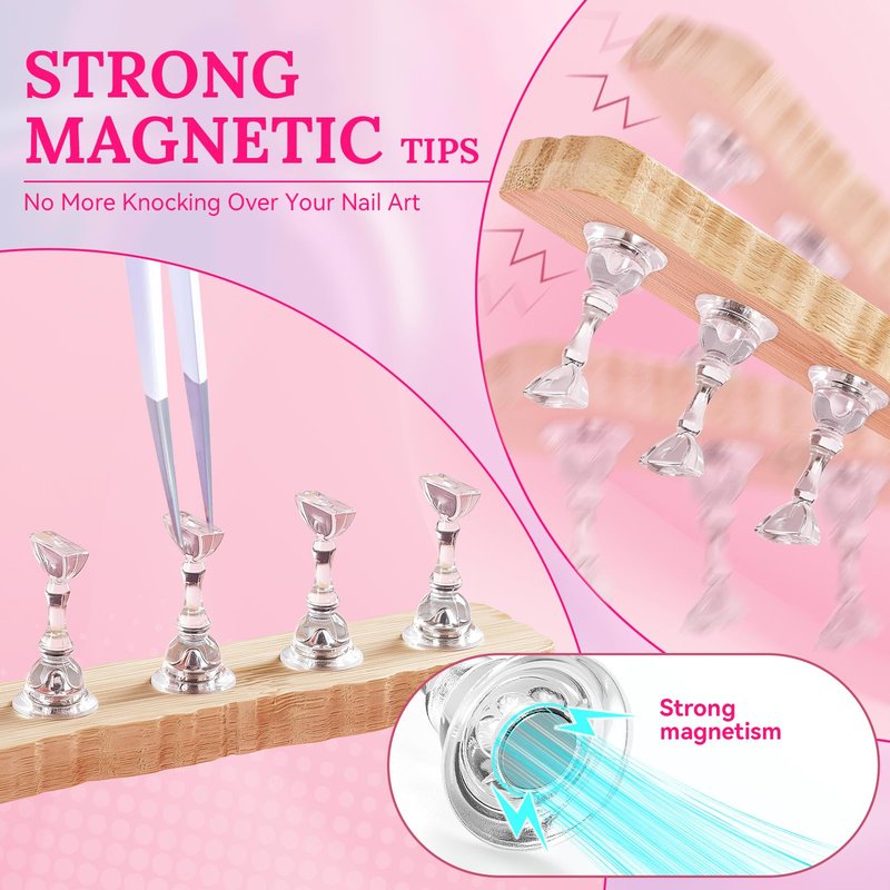 ESUOHYM Nail Stand For Press On With Nail Art Brushes Nail Holder For Painting Practice Display Presson Nails Nail Art tools Set with Nail Dotting 3D Sculpting tools, Practice Kit Tech