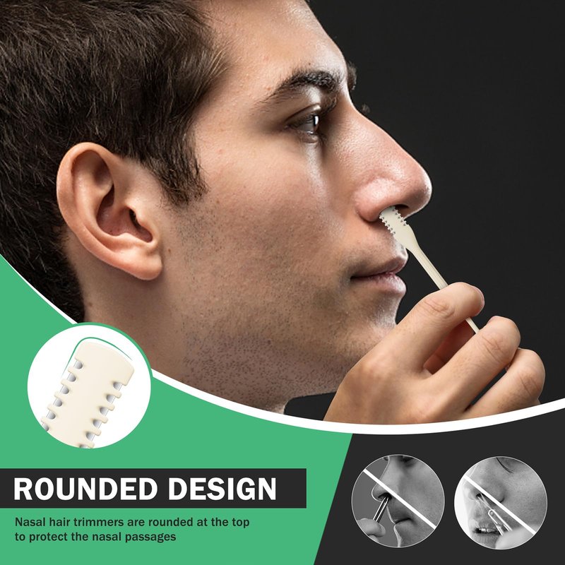 BEZOX Manual Nose Hair Trimmer (Pack of 4) - Rotating Nasal Hair Razor Cutter with Ear Picker for Women and Men - Portable Nostril Hair Remover Tools