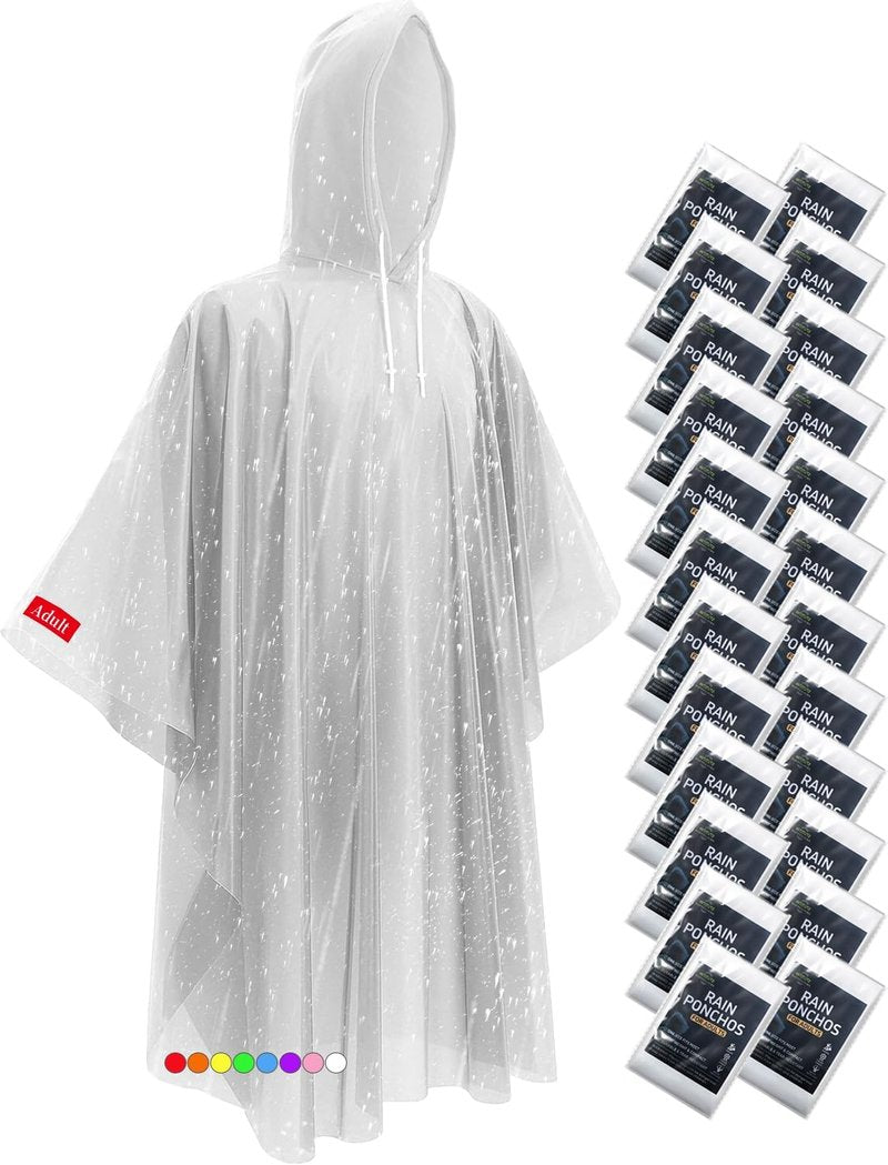 Hitituto Rain Ponchos for Adults - Extra Long Emergency Hooded Raincoat | Family Pack (6/12/24)