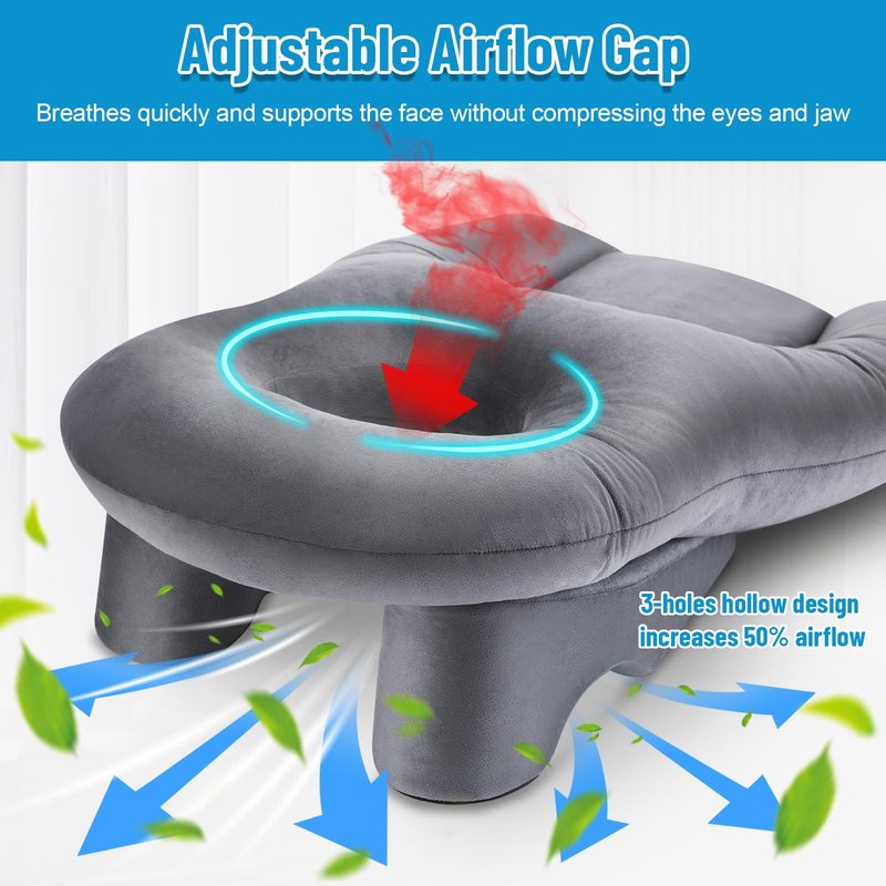 Morelexa 2026 Upgraded Face Down Pillow After Eye Surgery - 3-Vent Design Increase 50% Airflow, Massage Pillow Face Down for BBL/Back Surgery Vitrectomy Recovery and Stomach Sleepers