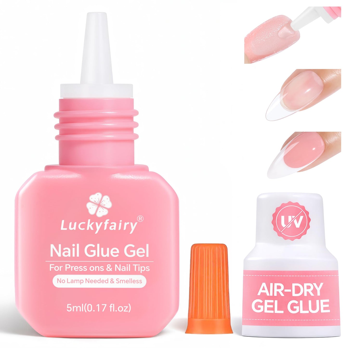 Super Strong Gel Nail Glue for Press On Nails: Upgraded No U V Lamp Needed Glue Gel, Travel-Size 5ml Air Quickly Dry for Nail Tips Fake Nails Long Lasting with Professional Salon Quality