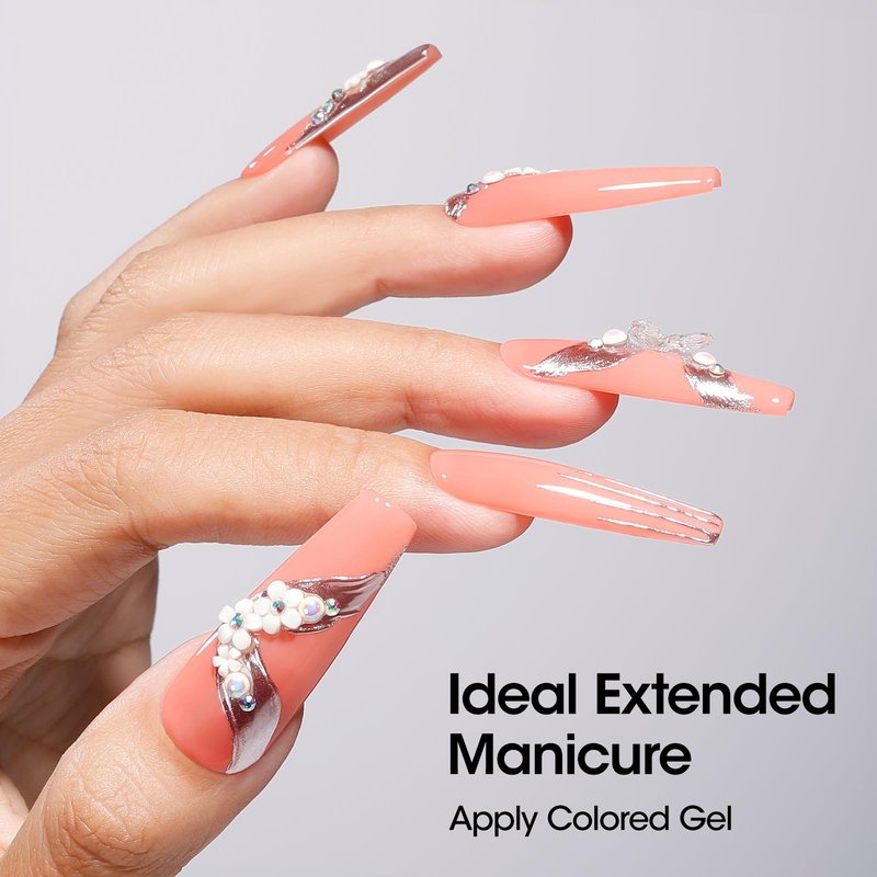 GELLEN Clear Builder Gel for Nails, 30g Hard Gel Nail Extension with 20 Pcs Forms, UV/LED Long Lasting Natural Nails Strengthening Thickening Overlays Apex Professional Nail Art Supplies