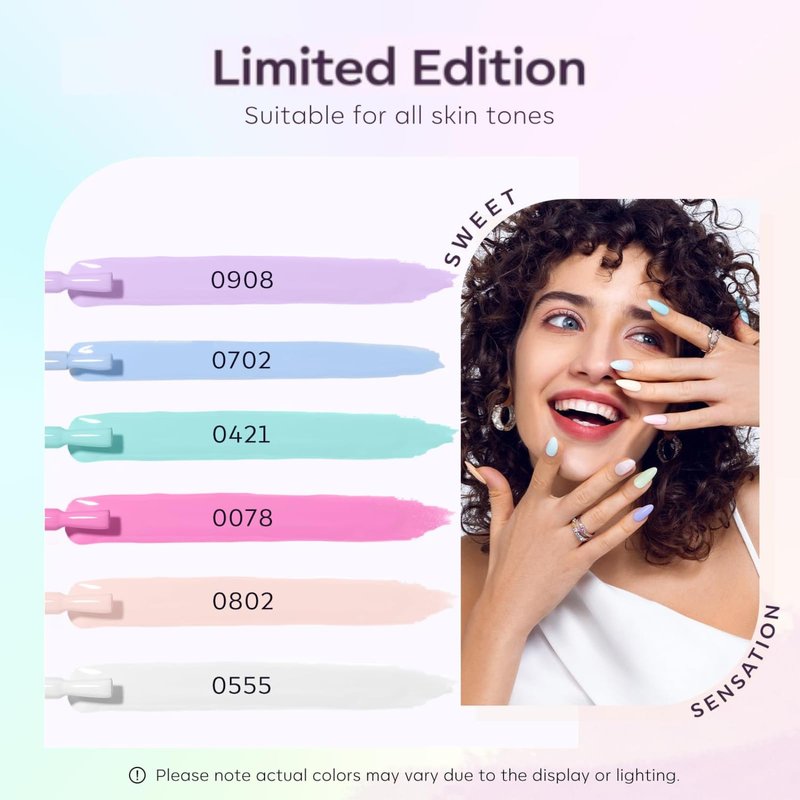 modelones Gel Nail Polish Set, 6 Colors 2026 Spring Summer Pastel Gel Polish Set with Nail Art Liner Brush Soft Pink White Light Purple Blue Green Nude Painting Nail Polish Kit Mothersday DIY Gift