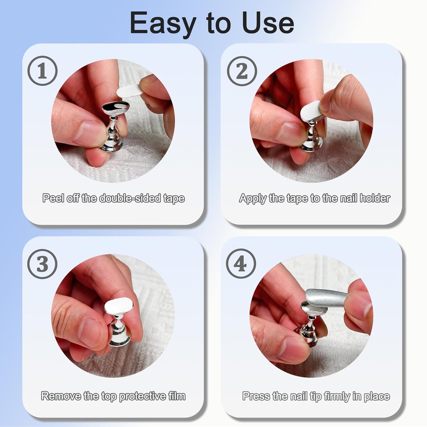 Skiennix Nail Stand - Magnetic Acrylic Press-On Display Holder with Metal Base & Double-Sided Tape