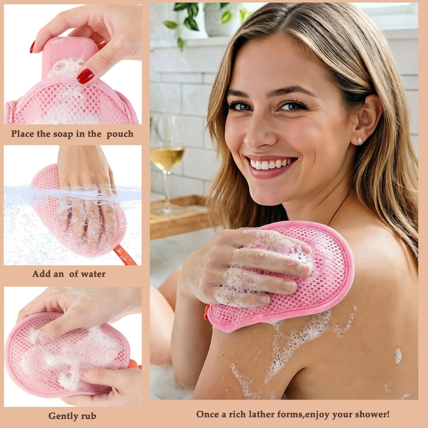 Soap Saver Bag, Exfoliating Soap Bag Bar Soap Pouch, Mesh Soap Bags for Soap Bars Foam Net Soap Saver for Shower Bath, 3PCS