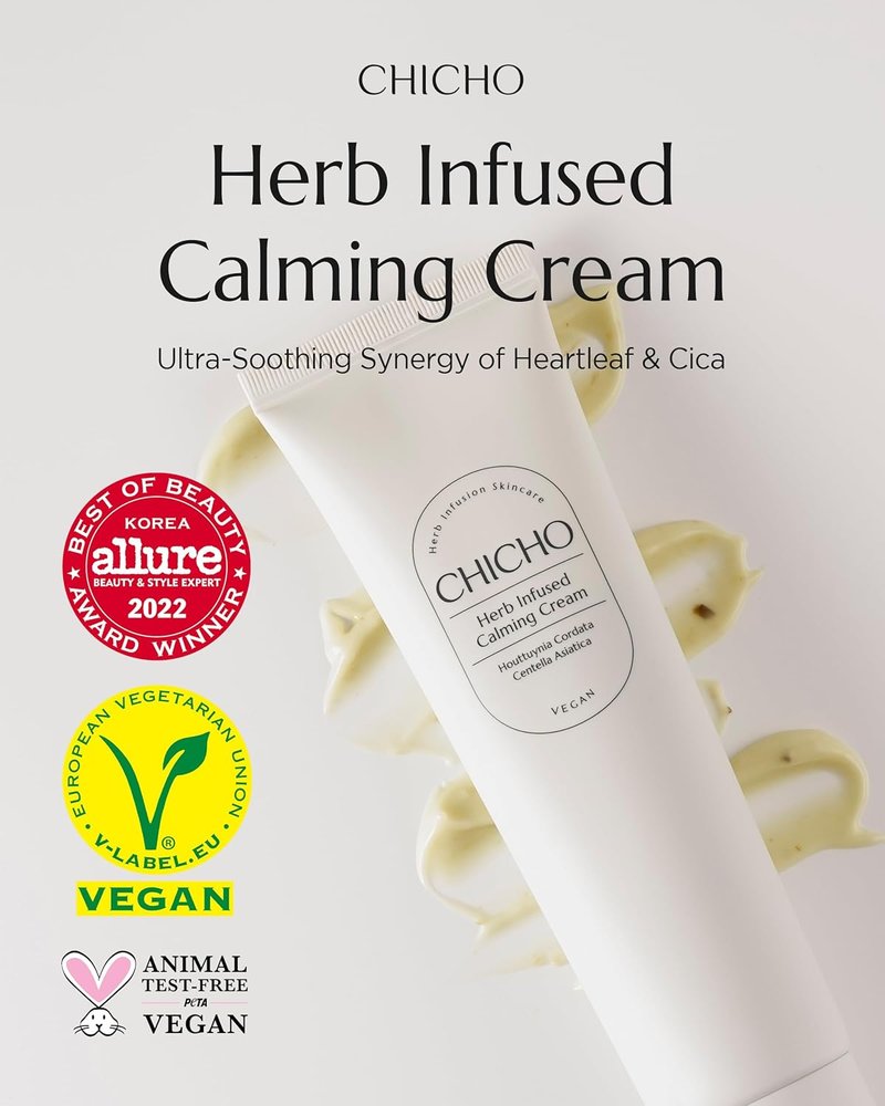CHICHO Calming Gel-Cream - 68.8% Heartleaf & 6-Cica Moisturizer for Sensitive Skin | Vegan, 2.37 fl oz