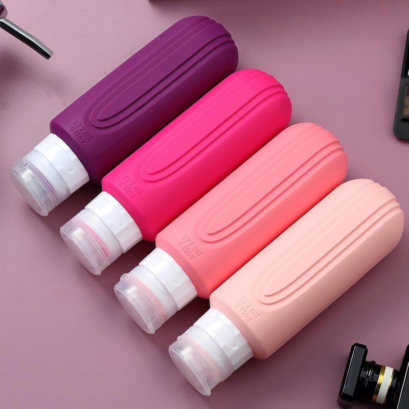 Mrsdry Travel Bottles for Toiletries, Large 6oz Oversize Containers, BPA Free Leak Proof Tubs Refillable Liquid Traveler Accessories with Toiletry Bag for Cometic Shampoo and Lotion Soap (4 Pack)
