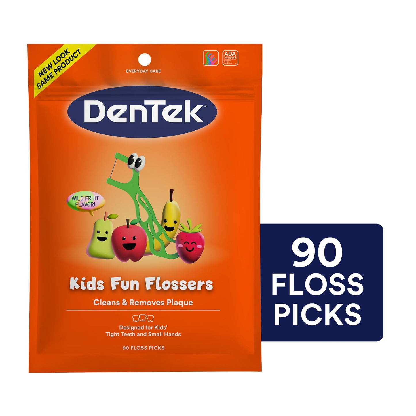 DenTek Fun Flossers – Kids Floss Picks with Wild Fruit Flavor, 90 Count